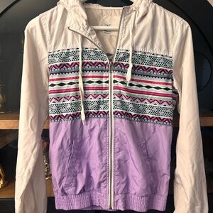 Tribal Patterned Women's Jacket - Purple and White